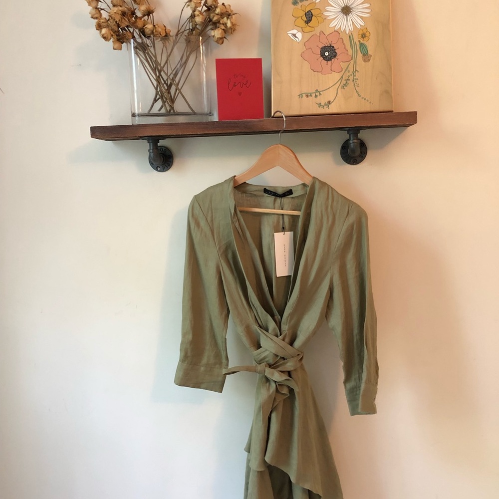 Green Tunic Wrap Shirt
